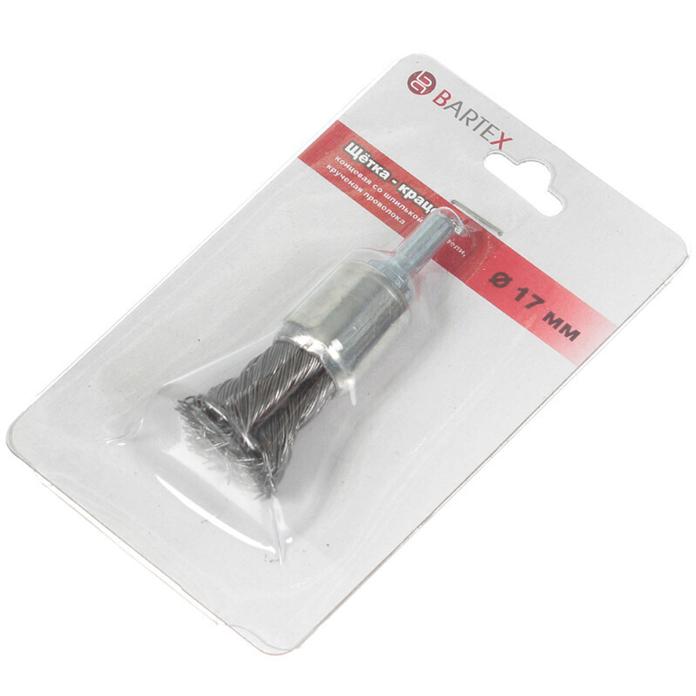 Щетка для дрели Bartex, 17 мм, концевая со шпилькой, крученая проволока, 99017, шт