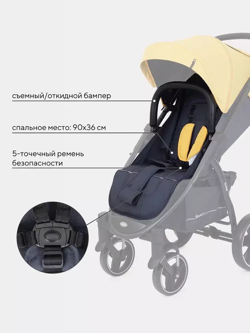 Коляска детская RANT basic "ALPINE" RA450 Yellow