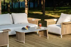 "Мальдивы" лаунж-зона из искусственного ротанга, цвет соломенный