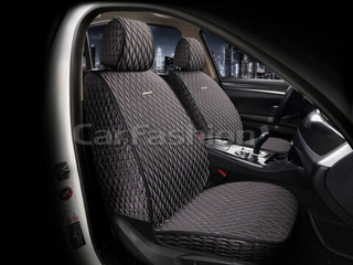 Накидки сидений Перед CarFashion (2шт) -Фронт «ICEBERG FRONT» 26189 -ШЕЛК иск черный/черный/синий