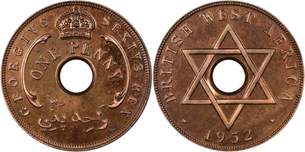 Британская Западная Африка 1 пенни, 1952 Король Георг VI XF