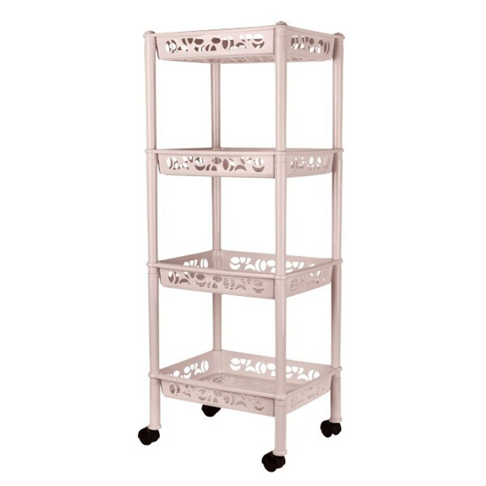 Этажерка Keeplex Light на колесиках четырехсекционная малая прямоугольная 37х29х93,5см бежевый топаз