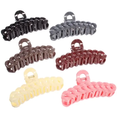 Заколка - краб для волос «AKS - MANTANA», микс 6 цветов, косичка, 10*2см