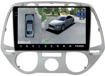 Магнитола для Hyundai i20 2009-2012 (кондиционер) - Teyes CC3-2K-360 монитор 9.5" 2K QLED на Android 10, 6+128Гб, CarPlay, 4G SIM-слот, 4 камеры в комплекте