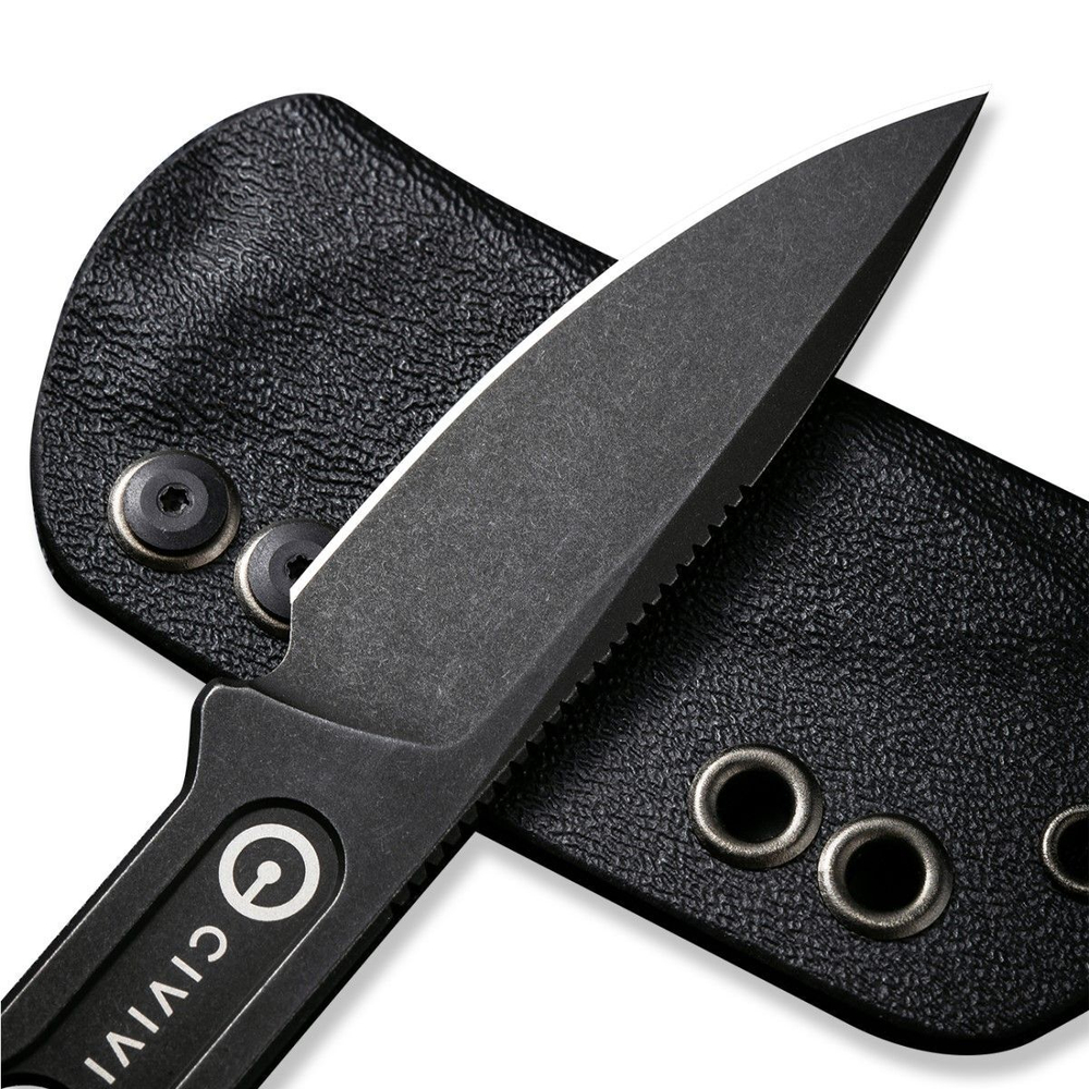 Нож туристический CIVIVI Fixed Blade Circulus сталь 10Cr15CoMoV, рукоять из нержавеющей стали с каменной отделкой чёрная