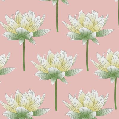 Lotus floral design pale rose background