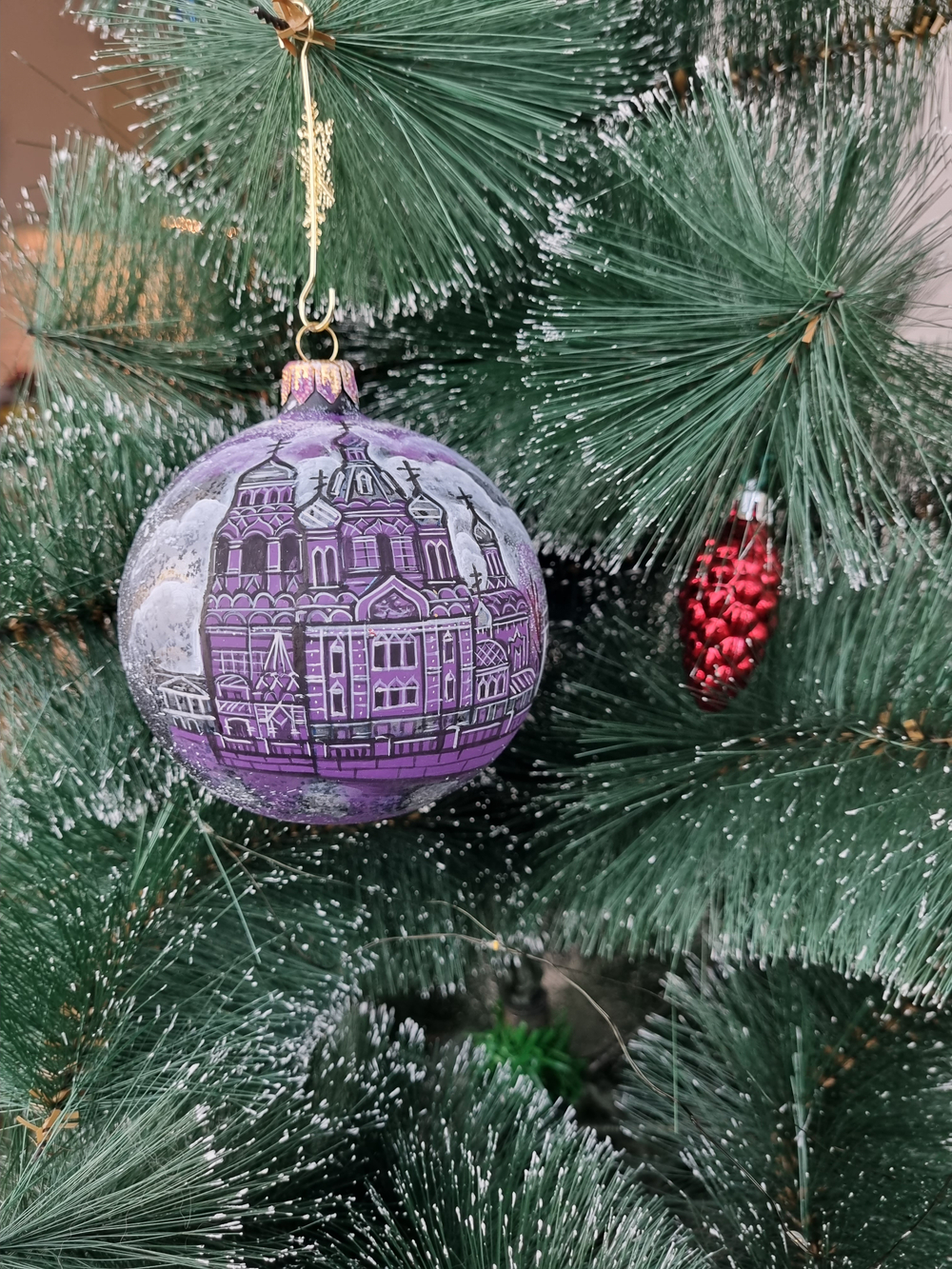 Шар стеклянный "Спас на крови",  ручная роспись