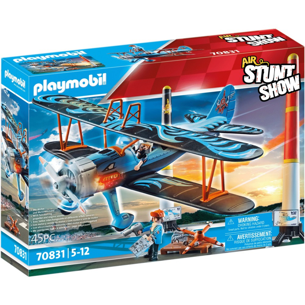 Игровой набор Playmobil 70831 Воздушное каскадёрское шоу Биплан Феникс 70831 45 деталей — фото 1