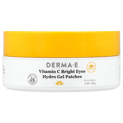 DERMA E, Гидрогелевые патчи для глаз с витамином C Bright, для всех типов кожи, 60 гелевых патчей