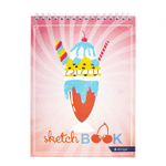 Скетчбук А5 60л., "Ice cream", 100 г/м2, Alingar, гребень, мелованный картон,, жёсткая подложка, офсет