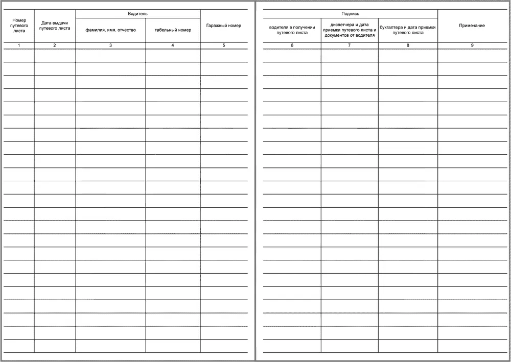 Журнал учета движения путевых листов, Форма №8 60 страниц мягкая обложка