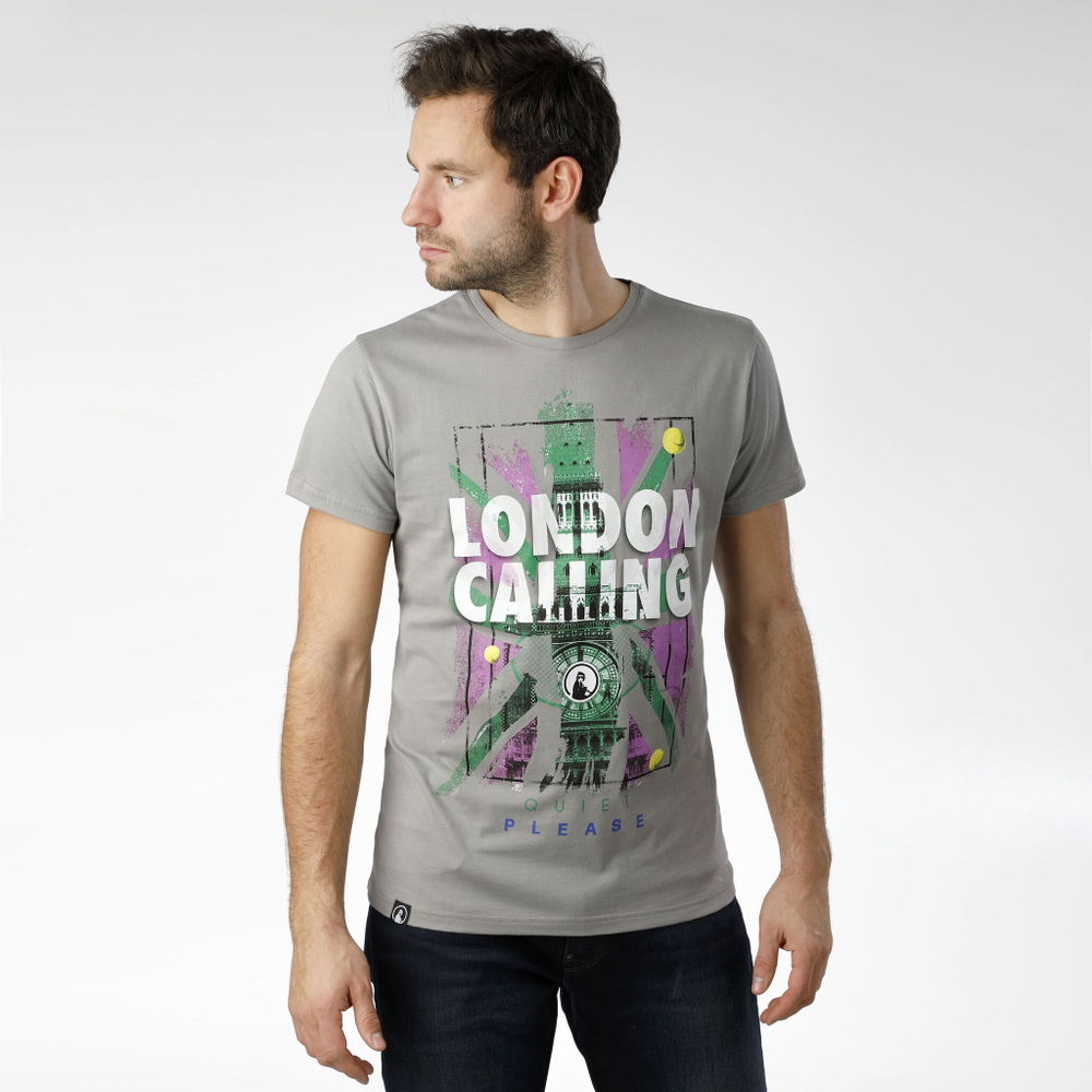 Мужское теннисное поло Quiet Please London Calling T-Shirt Men - Grey, Multicoloured