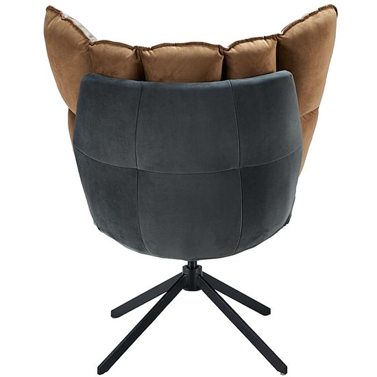 Кресло Husk с низкой спинкой, коричневое с серым