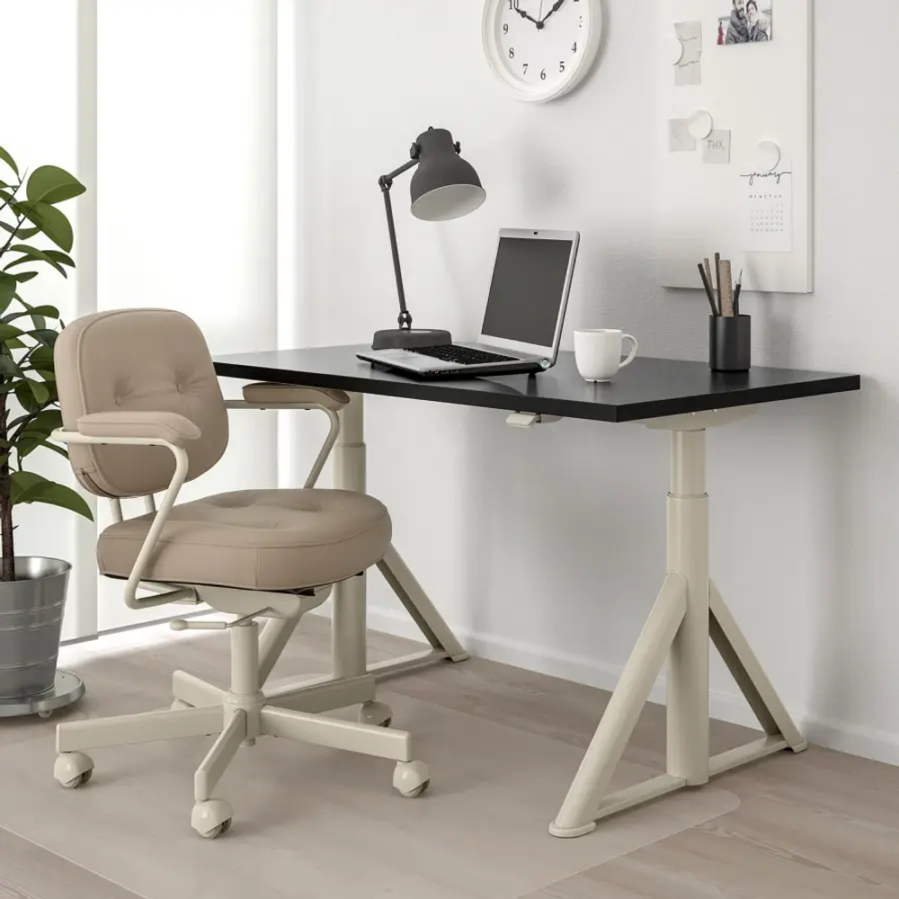 Письменный стол с регулировкой высоты - IKEA IDÅSEN/IDASEN, 120х70х63-127 см, черный/бежевый, ИДАСЕН ИКЕА