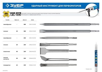 ЗУБР БУРАН, 250 мм, SDS-Plus, пикообразное зубило, Профессионал (29361-00-250)