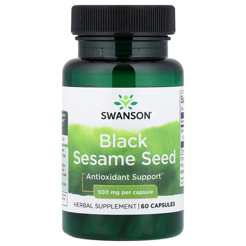 Swanson Vitamins, Семена черного кунжута, 500 мг, 60 капсул
