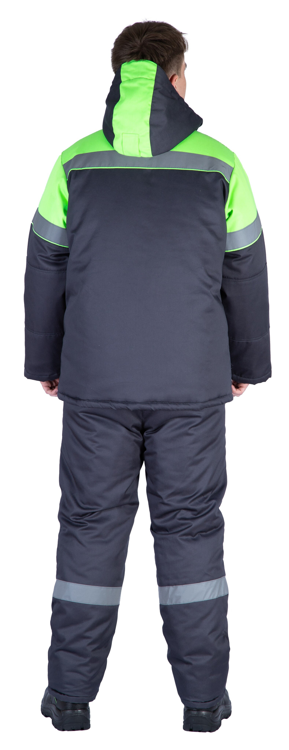 Костюм зимний "Байкит" с полукомбинезоном, т.серый/лимон