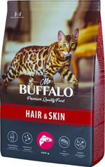 Mr.Buffalo 400г Hair&Skin Сухой корм для взрослых кошек для шерсти и кожи Лосось