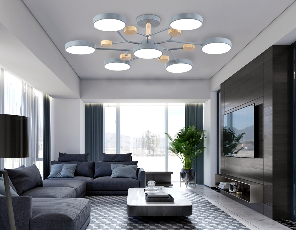 FL4865/7 GR/WD серый/дерево 126W 3000-6000K D830*190 (без ПДУ)