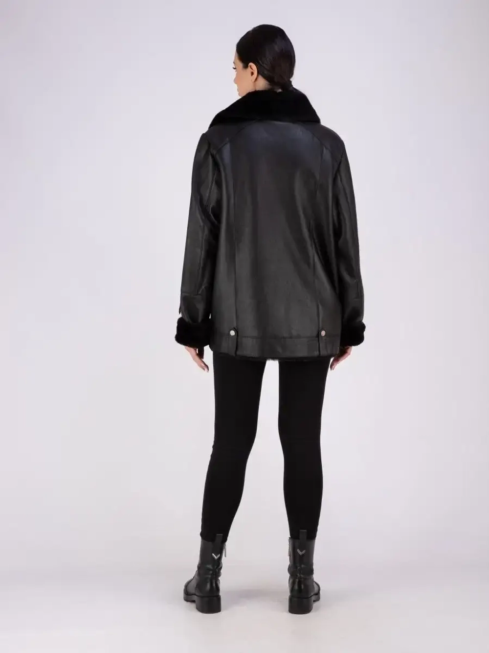 Дубленка женская натуральная авиатор зимняя оверсайз Турция