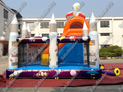 Коммерческий надувной батут "Покоряем космос" 10*6*4 м