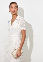 Платье-тюльпан из кружева, молочное