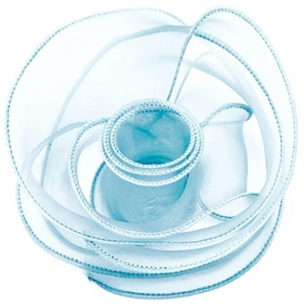 Лента декоративная (4 см*9,14 м) Органза с леской Голубой