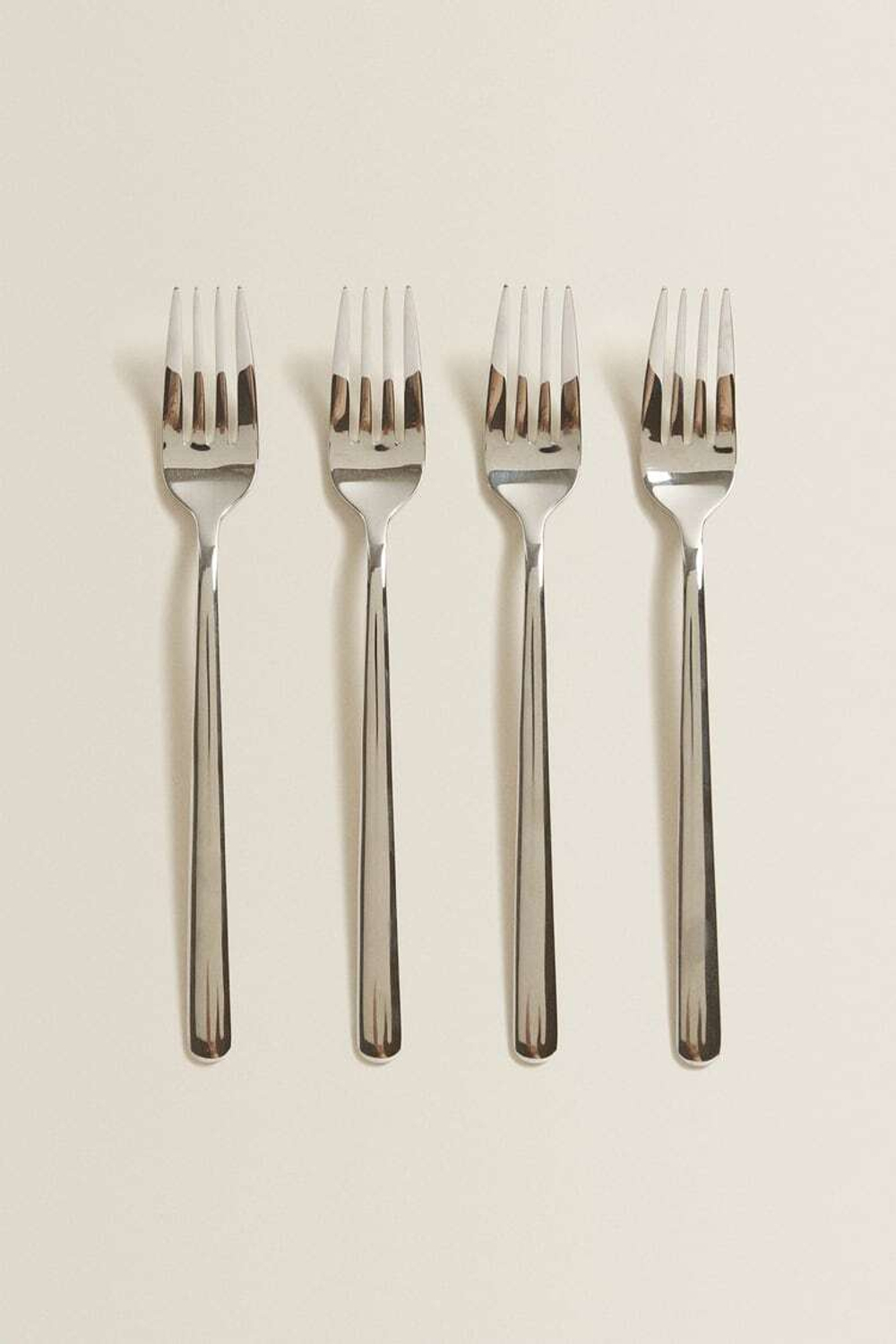 ZARA HOME БЛЕСТЯЩАЯ МЕТАЛЛИЧЕСКАЯ ВИЛКА (НАБОР ИЗ 4 ПРЕДМЕТОВ), СЕРЕБРЯНЫЙ