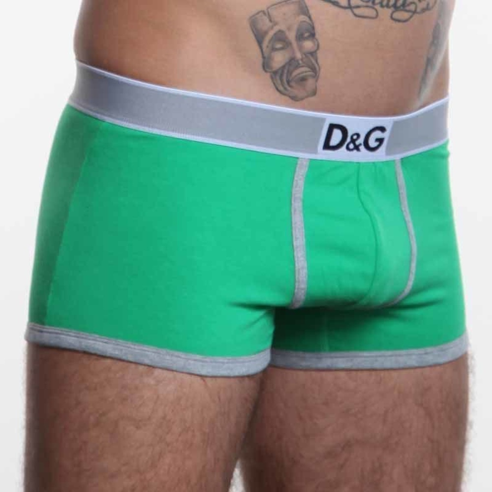 Мужские трусы боксеры зеленые с серой резинкой D&G Green Boxer