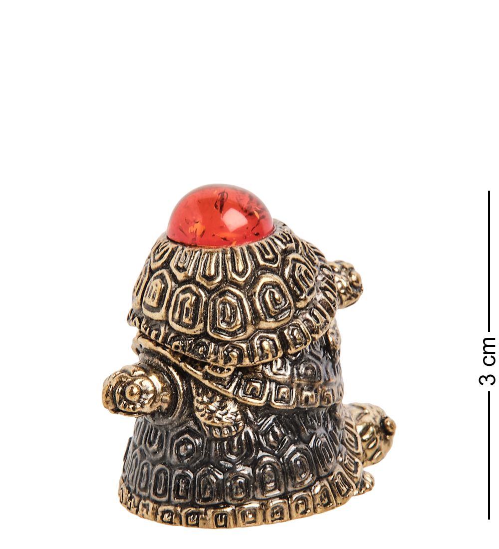 AM-2159 Наперсток «Черепаха трио» (латунь, янтарь)