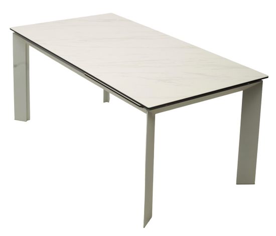 Стол CREMONA 180 KL-99 Белый мрамор матовый, итальянская керамика / белый каркас