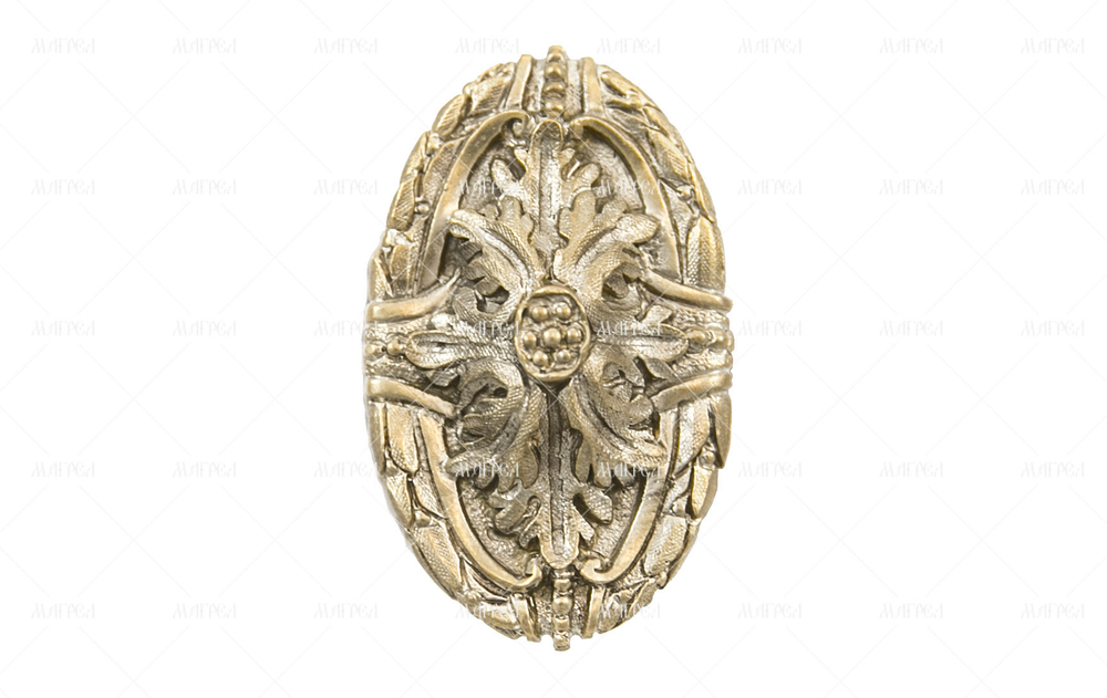 Ручка латунная каминная Ампир-2 на розетке