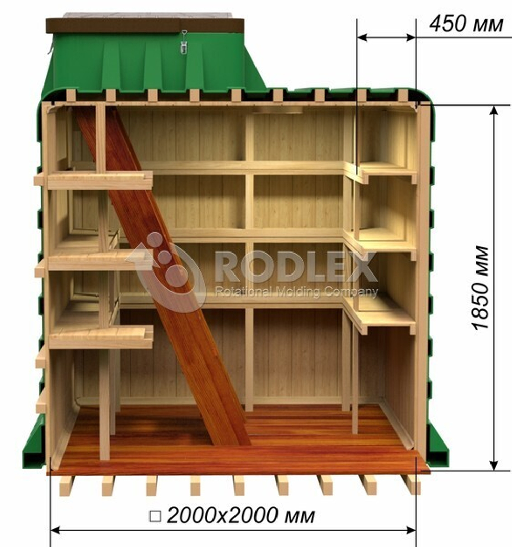 Пластиковый бесшовный погреб TORTILA 3.0 cерия Wood Родлекс 10000 л.(2400x2400x2430см;700кг;) - арт.559856