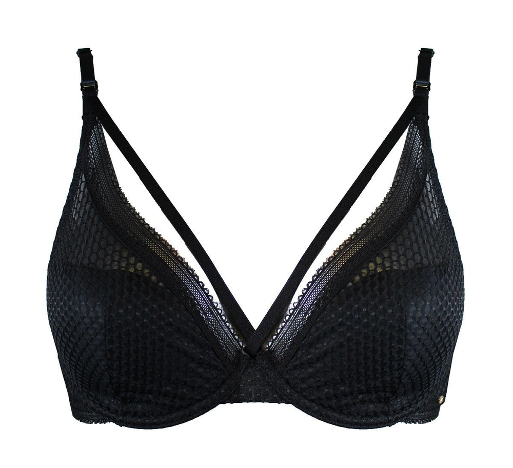 Бюстгальтер с сетчатым поясом и стрепами (Размер: 38C) (Цвет: черный)