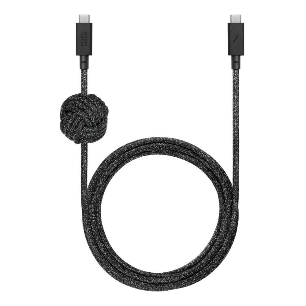 Кабель с оплёткой и утяжеляющим узлом Native Union Anchor Cable USB-C (USB 2.0) (3 м) Поддерживаемая мощность — до 240 Вт, скорость передачи данных — до 480 Мбит/с. Сертификация USB-IF