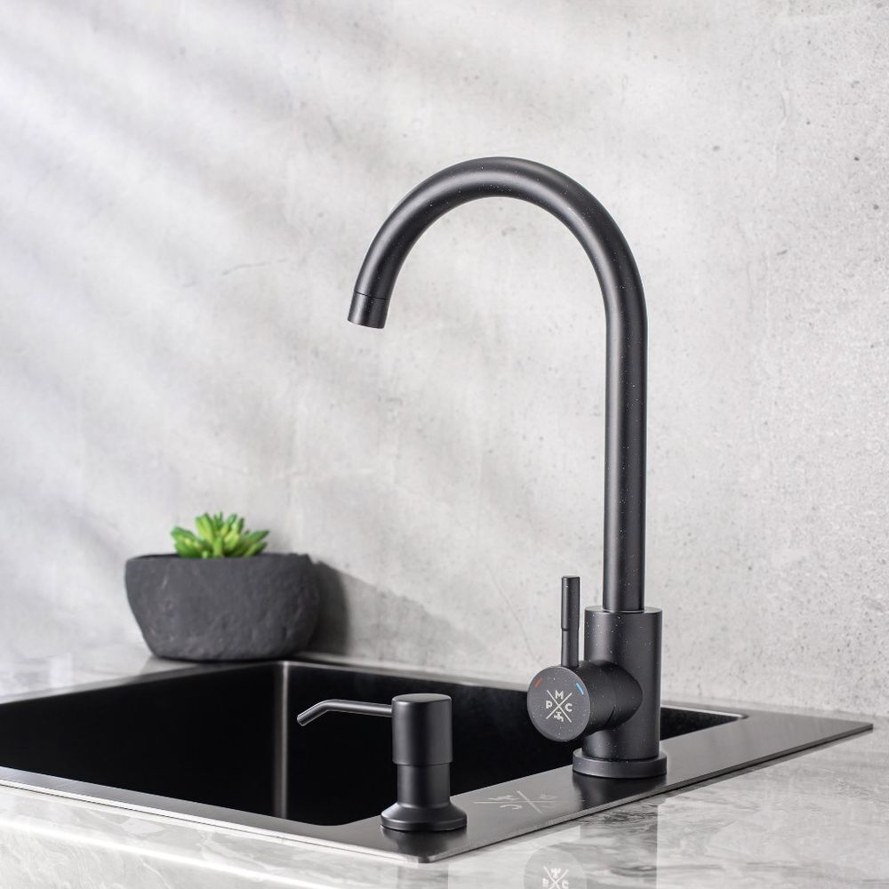 Смеситель для кухни, РМС, встраиваем, с картриджем, чер, SUS124BLK-017F