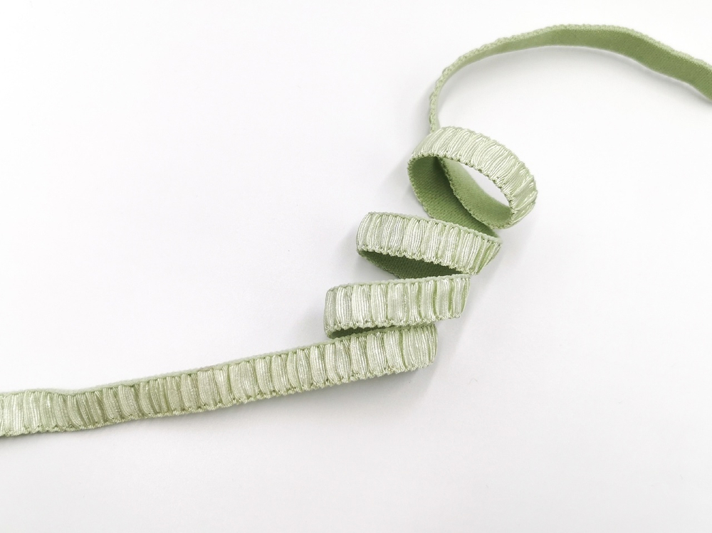 Бретелечная резинка со сборкой и блеском, 12 мм, фисташка, (Арт: BR960/12-044), м