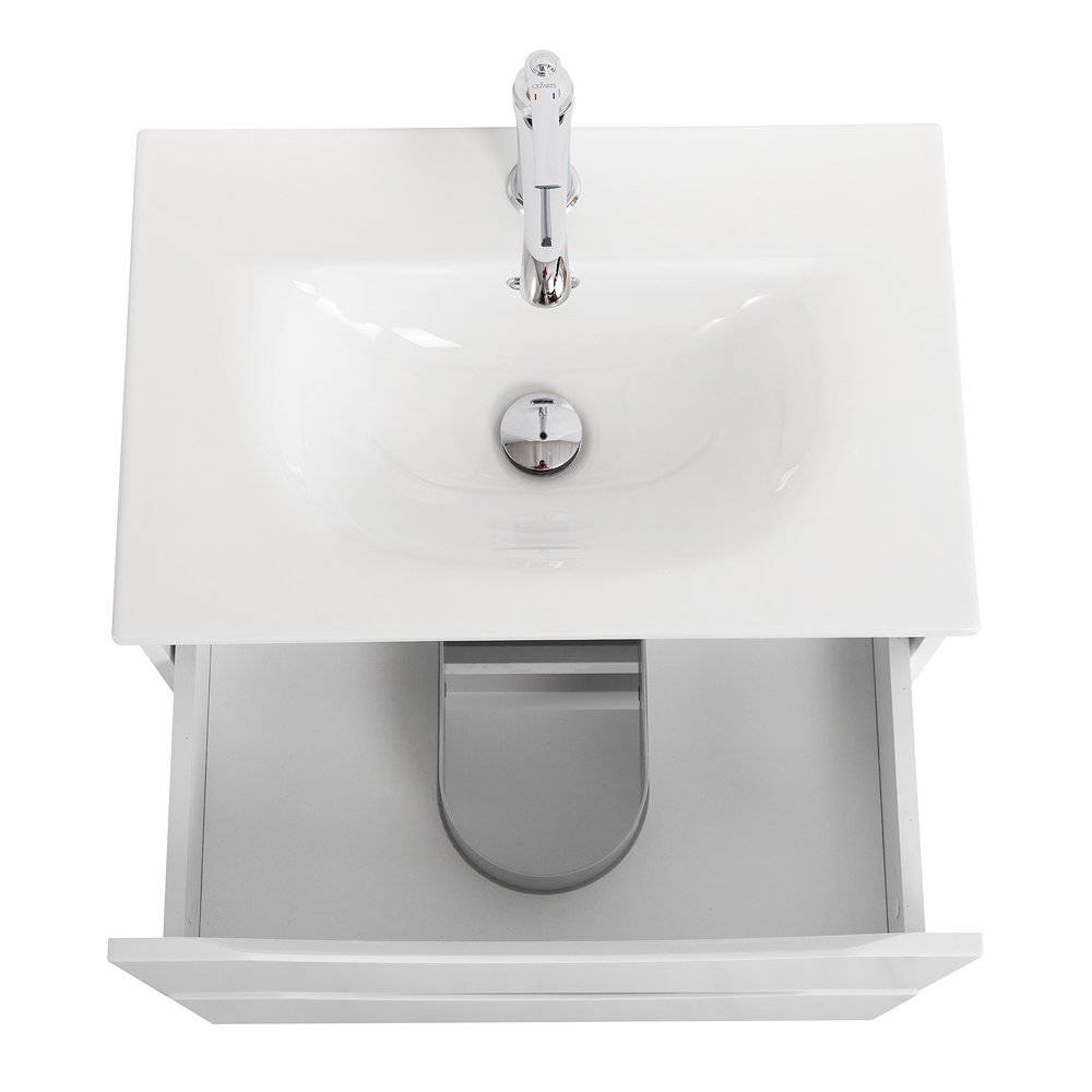 Тумба с раковиной подвесная BelBagno MARINO-CER-MINI-500-2C-SO-BO-P Bianco Opaco, раковина белая BB-8099-3-50