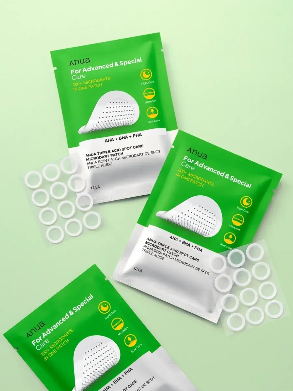 Anua Игольчатые точечные патчи с кислотами Triple Acid Spot Care Microdart Patch 12 шт