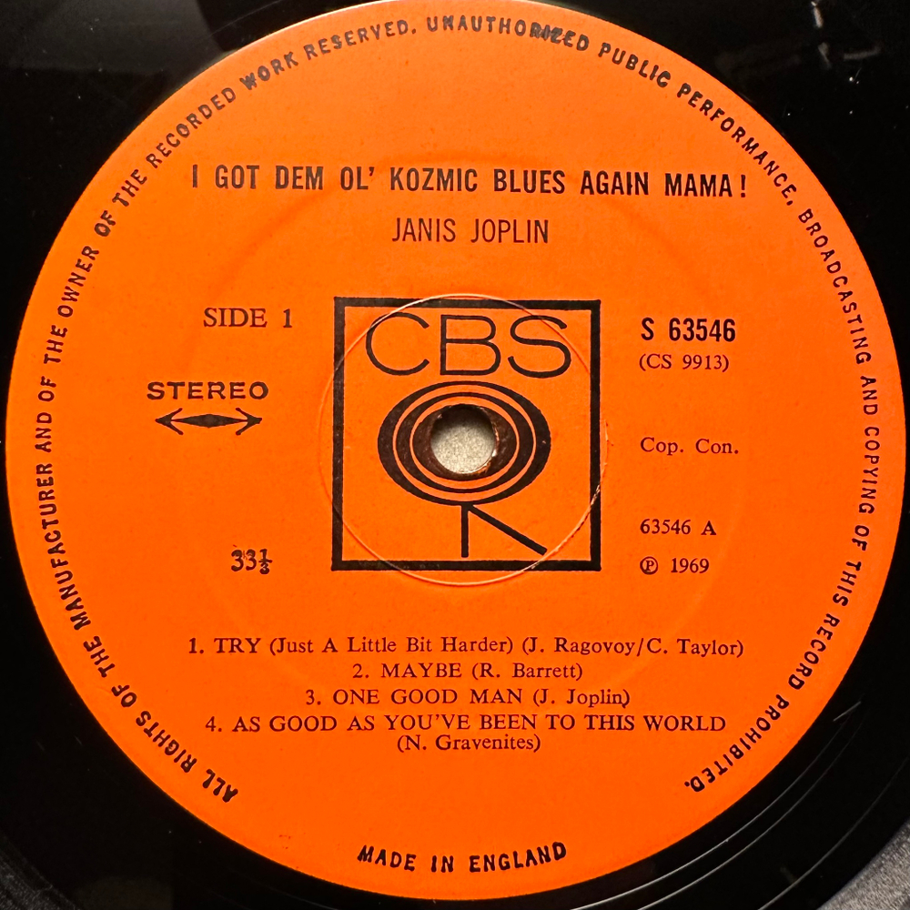 Janis Joplin - I Got Dem Ol' Kozmic Blues Again Mama! (Англия 1969г.)