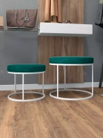 Комплект круглых банкеток - БЗЕЛ - зеленое на белом