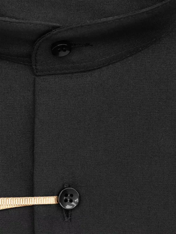 Рубашка с воротником-стойкой SLIM FIT с длинным рукавом, черная