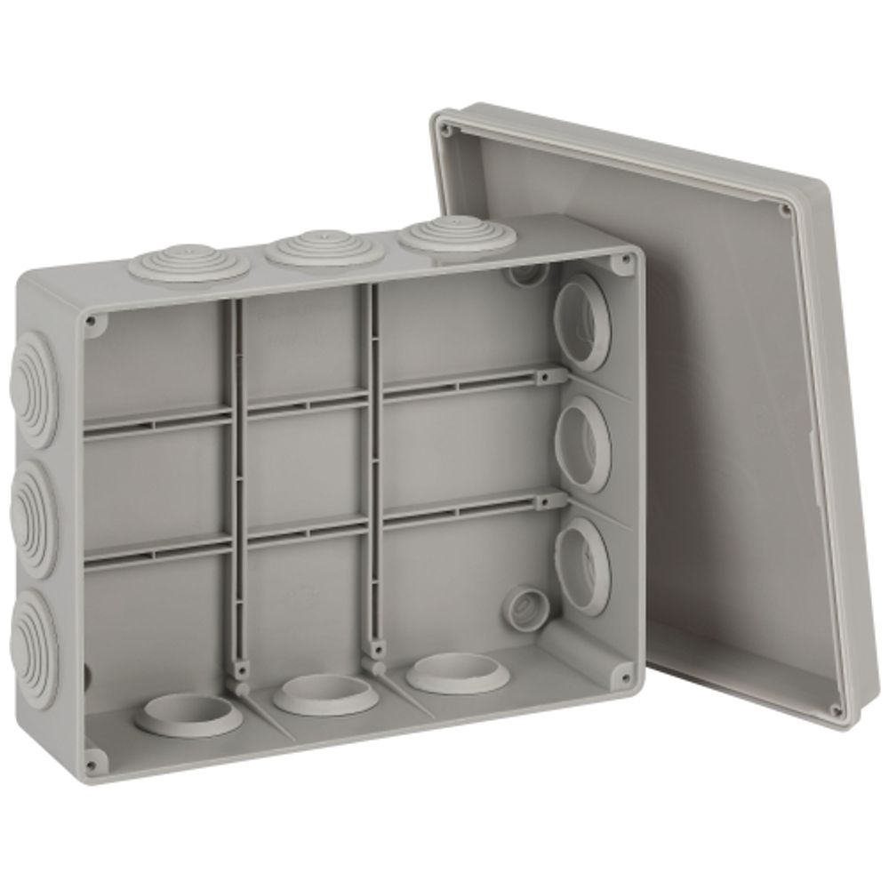 Распаячная коробка ЭРА KORv-240-190-90-12g ОП серая 240х190х90мм на винтах 12 гермовводов IP55