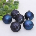 Новогодние шары «Изящные узоры» 8 см (набор 9 шт), Сапфир