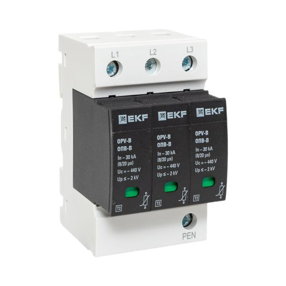 Ограничитель импульсных напряжений ОПВ-B/3P In 30кА 440В с сигн. EKF PROxima