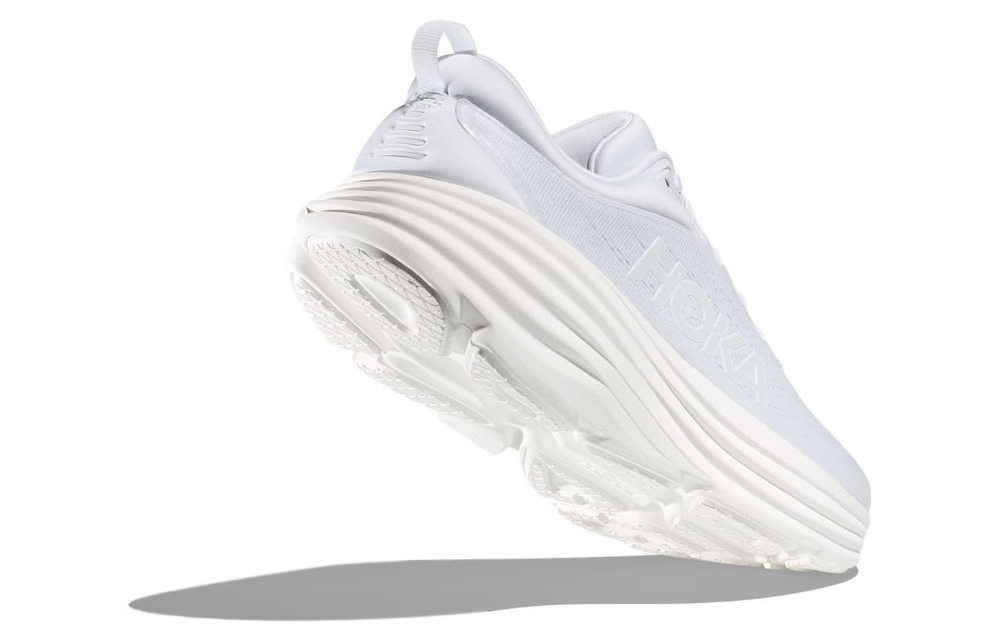 HOKA ONE ONE Bondi 8 comfortable all-match mesh shock absorption, non-slip wear-resistant low-cut casual running shoes men's white