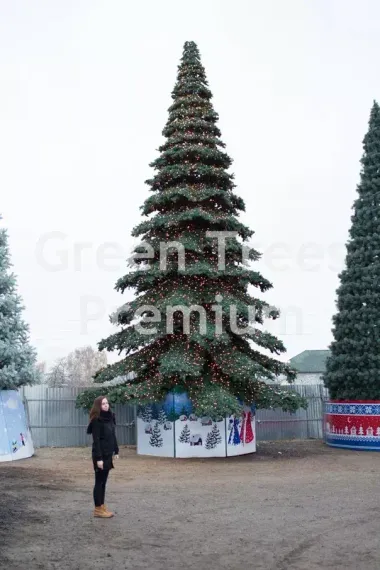 Уличная светодинамическая елка Таежная Премиум зеленая 15 м., ствольная, ПВХ, Green Trees (GT15TAPVCLED)