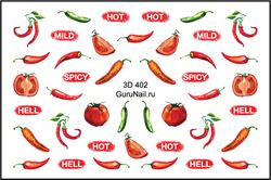 Gurunail Слайдер-дизайн 3D № 402 Острый Перчик