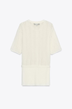 ZARA КАРДИГАН АЖУРНОЙ ВЯЗКИ С РЕМНЕМ, ЭКРЮ