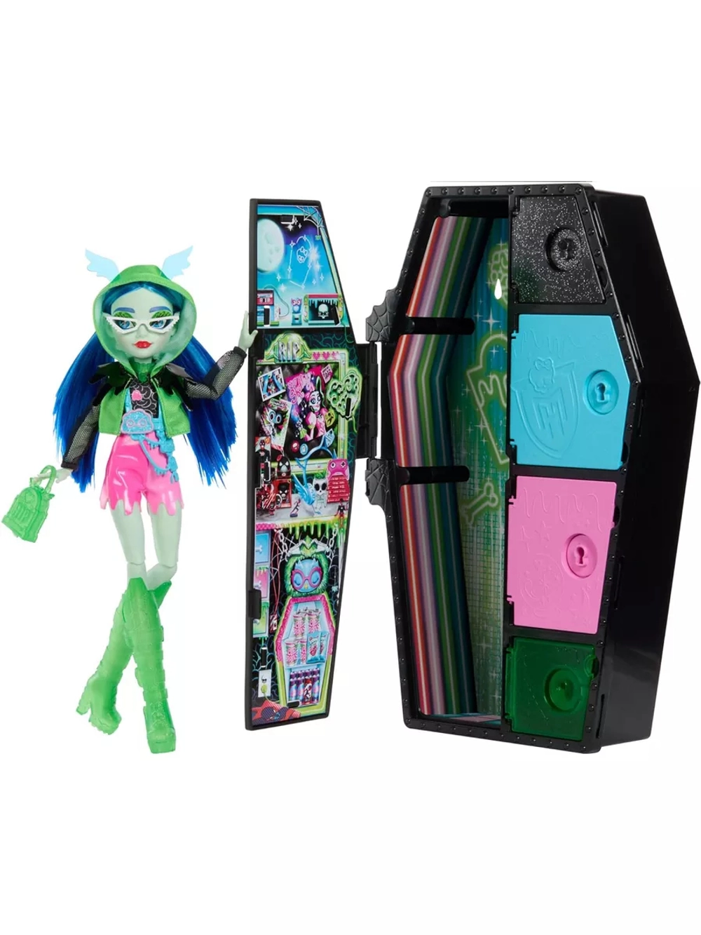 Кукла Монстер Хай Neon Frights Ghoulia Yelps HNF81